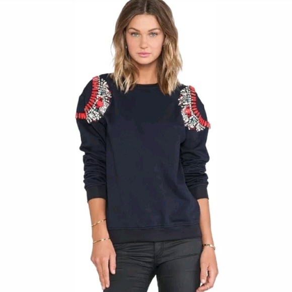 Anthropologie Sweaters - HEMANT & NANDITA Navy Blue Beaded Sweater Sz S